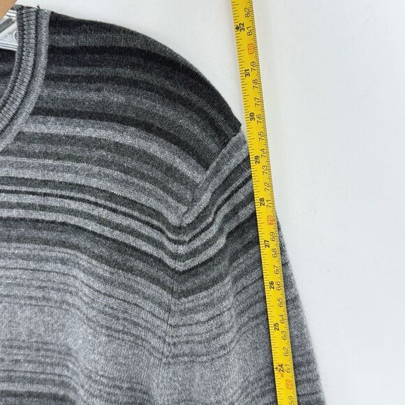 Marc Anthony Sweater Mens L Black Gray Stripe Cotton Cashmere Wool - Picture 13 of 15